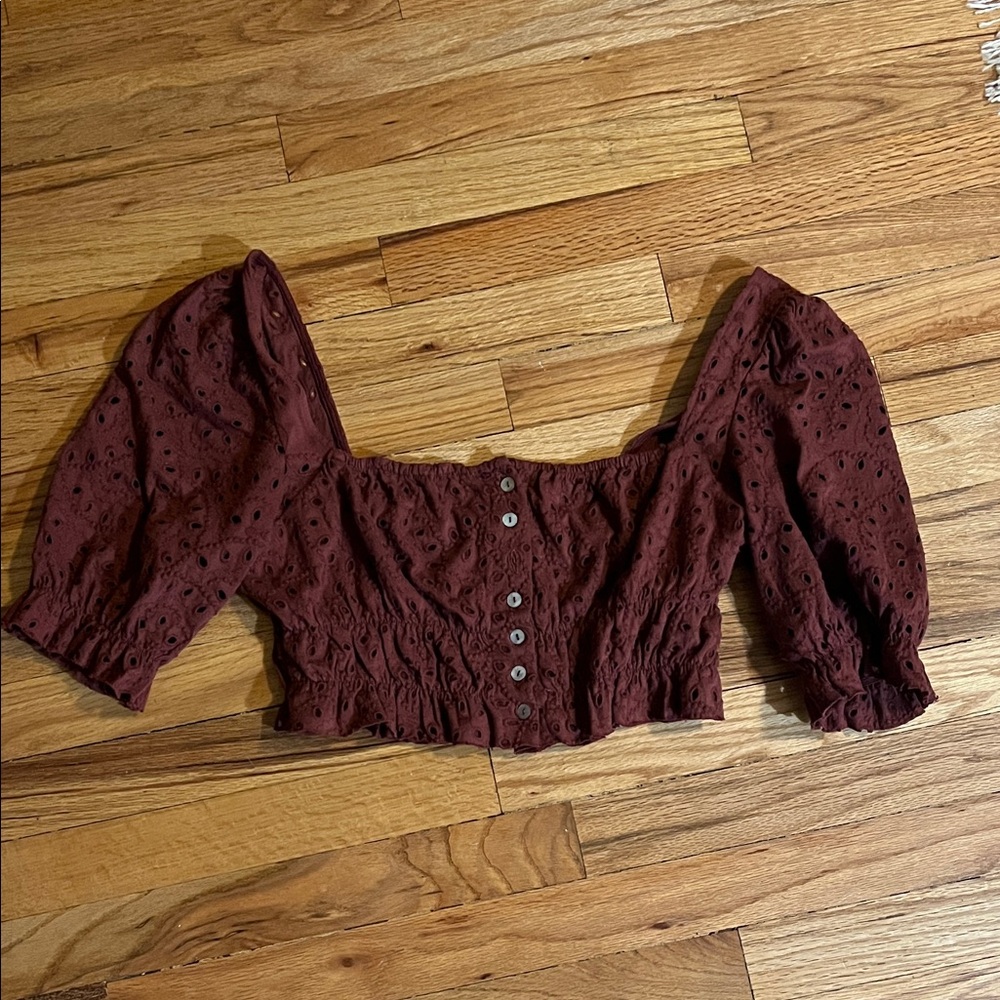 Urban Outfitters Maroon Button-Up Blouse
